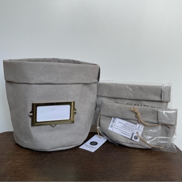 Santa Barbara Washable Paper Holder - set of 3 - Grey medium/small/mini NWT - Picture 2 of 6